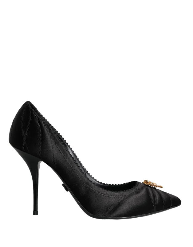 Versatile Dress Heels for Formal and Casual Wear---Dolce & Gabbana Black Heart DEVOTION Heels Pumps Shoes