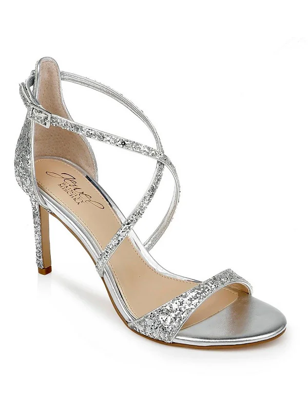 DIMITRA Womens Glitter Ankle Strap Pumps---Trendy Glitter Heels for a Glamorous Look