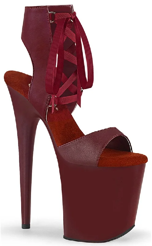 Stylish Platform Heels for Extra Height--FLAMINGO-800-14 Burgundy Peeptoe Platform Heels