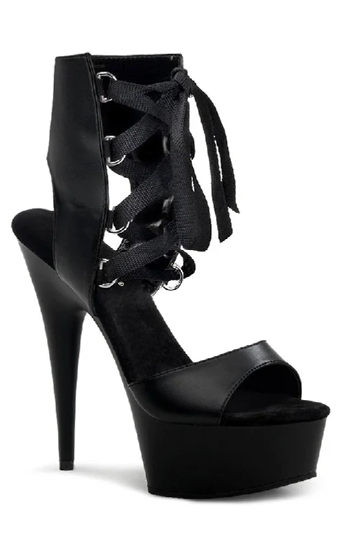 DELIGHT-600-14 Black Vegan Leather Heels---Comfortable Leather Pumps for Office and Everyday Wear