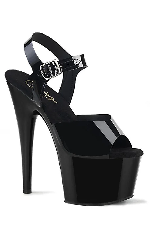 Stylish Platform Heels for Extra Height--ADORE-708N Black Jelly-Like Platform Heels