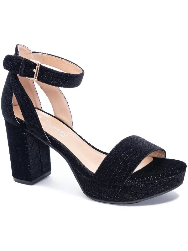 Trendy Chunky Heel Pumps for Casual Wear--Womens Velvet Cushioned Footbed Pumps