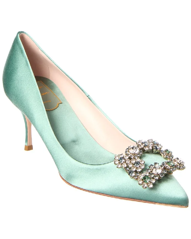 Roger Vivier Embellished Satin PumpAffordable Satin Heels with a Luxe Touch