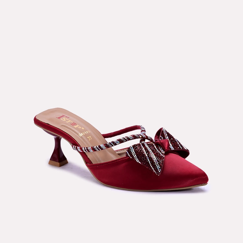 Etta Maroon Bridal Heel Mules 0431150