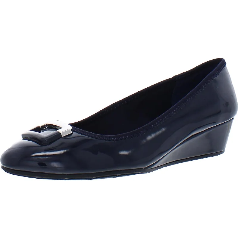 Sleek and Shiny Patent Pump Heels for a Polished Look--Tad 3 Womens Patent Round Toe Wedge Heels