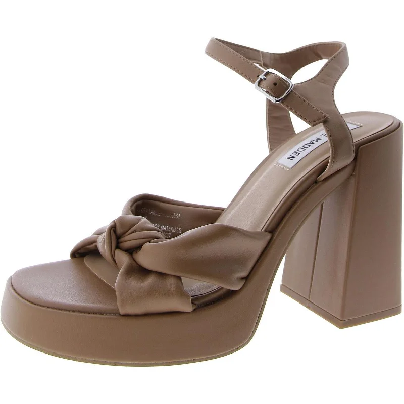 Stylish Ankle Strap Heels for Women--Steve Madden Womens Acceptance Faux Leather Ankle Strap Platform Heels