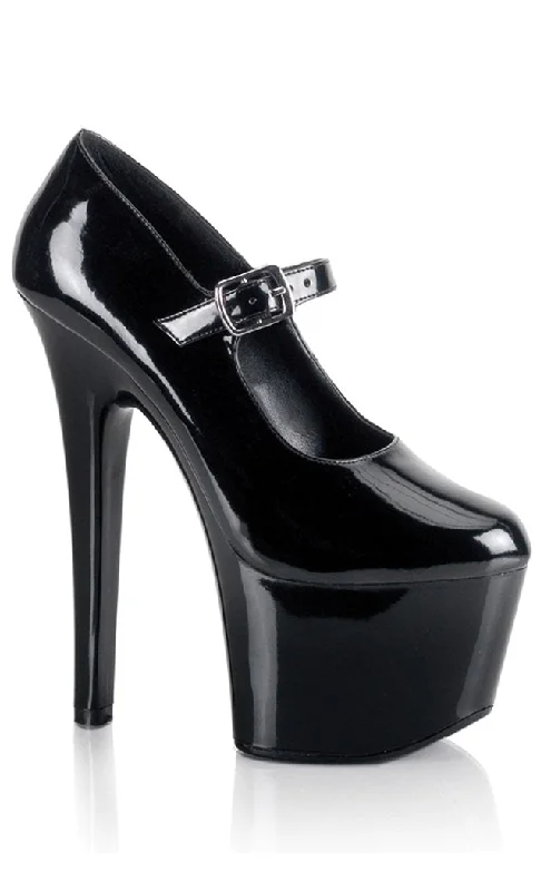 Sleek and Shiny Patent Pump Heels for a Polished Look--SKY-387 Black Patent Platform Heels