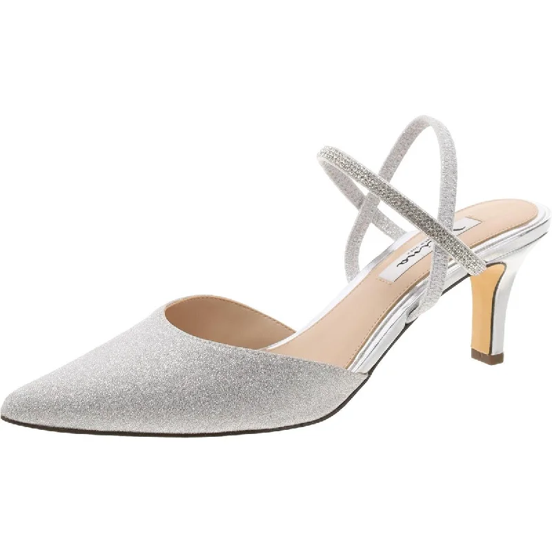 Billie Womens Glitter Pointed Toe Slingback Heels---Trendy Glitter Heels for a Glamorous Look