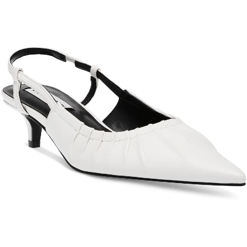 Stiletto Heel Pumps with Perfect Fit--Steve Madden Womens Syrie Leather Pointed Toe Slingback Heels-Fashionable & Classic