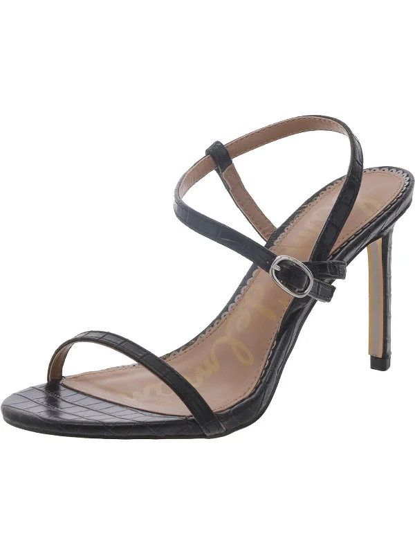 Dara Womens Faux Leather Adjustable Slingback Heels---Comfortable Leather Pumps for Office and Everyday Wear