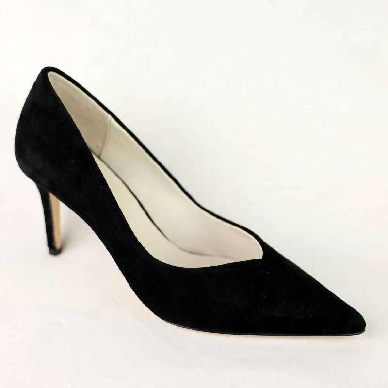 Affordable Suede Ankle Pumps for All-Day Wear--Franky Suede F22 In Black