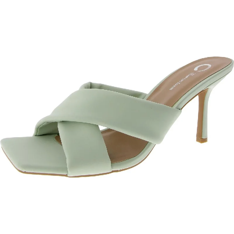 Stylish Open Toe Heels for Summer--Opal Womens Faux Leather Open Toe Heels