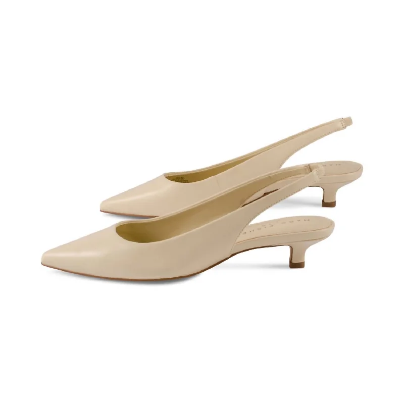 Women's Posey Leather Heel In Ivory---Comfortable Leather Pumps for Office and Everyday Wear