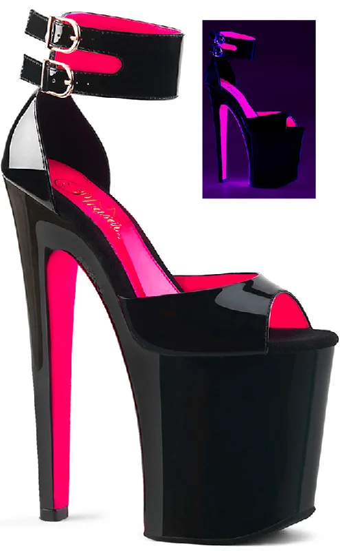 Stylish Platform Heels for Extra Height--XTREME-875TT Black & Hot Pink Platform Heels