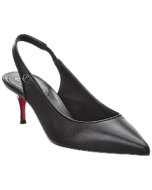 Fashionable Leather Slingback Pumps for Casual Wear--Christian Louboutin Sporty Kate 55 Leather Slingback Pump