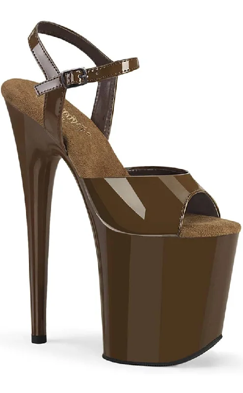 Sleek and Shiny Patent Pump Heels for a Polished Look--FLAMINGO-809 Mocha Patent Platform Heels