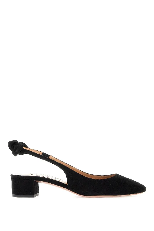 Affordable Suede Ankle Pumps for All-Day Wear--Aquazzura "35 Suede Very Bow Tie Décolleté