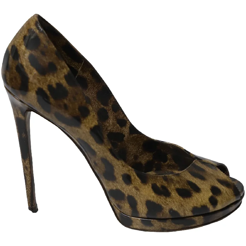 Sleek and Shiny Patent Pump Heels for a Polished Look--Dolce & Gabbana Leopard Print Peep Toe Pumps in Multicolor Patent Leather