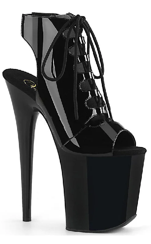 Sleek and Shiny Patent Pump Heels for a Polished Look--FLAMINGO-800-20 Black Patent Platform Heels [In Stock]