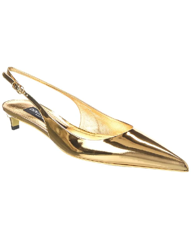 Fashionable Leather Slingback Pumps for Casual Wear--Dolce & Gabbana Leather Slingback Pump