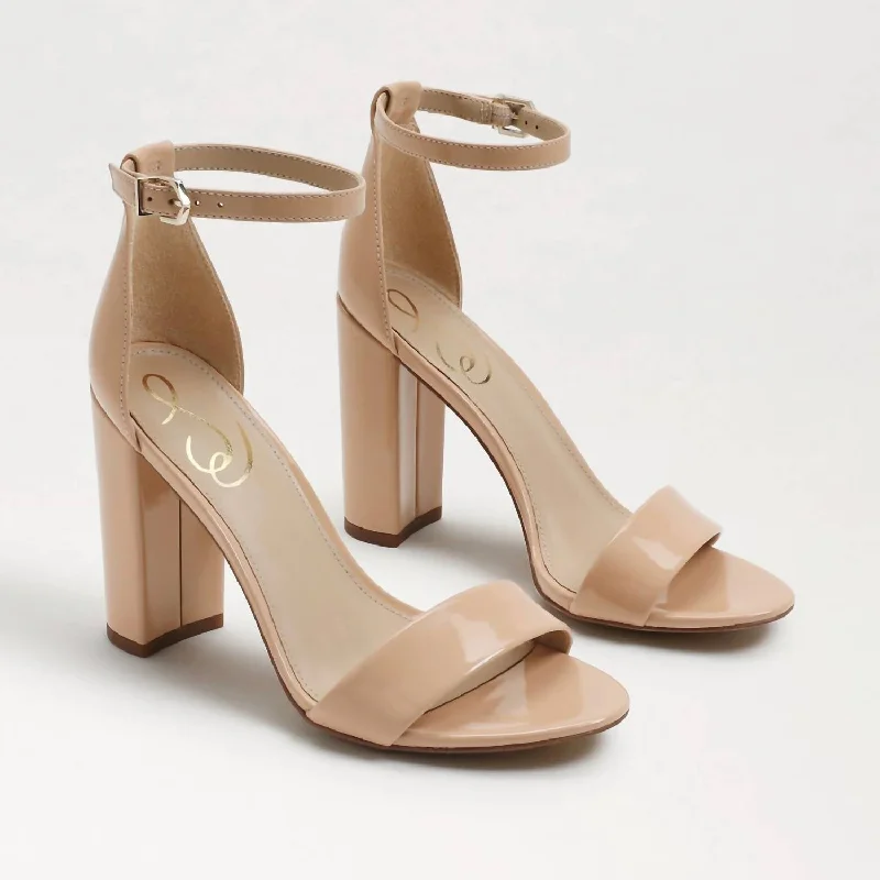 Versatile Heeled Sandals for Any Occasion---Yaro Heel In Beige Blush Patent