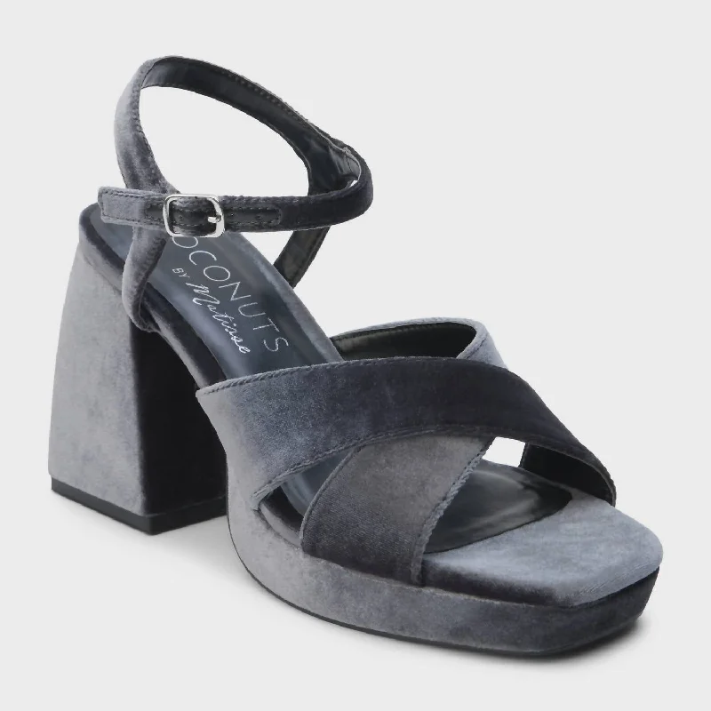 Stylish Platform Heels for Extra Height--Women's Robin Platform Heels In Grey Velvet