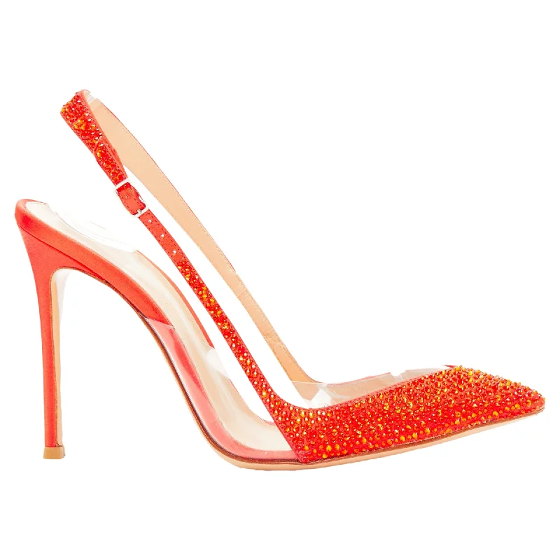 Affordable Rhinestone Pumps for a Dazzling Look---Gianvito Rossi strass crystal clear PVC slingback pump