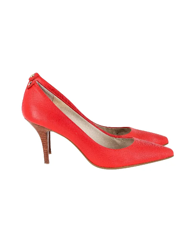 Michael Michael Kors Pumps in Red Leather---Comfortable Leather Pumps for Office and Everyday Wear