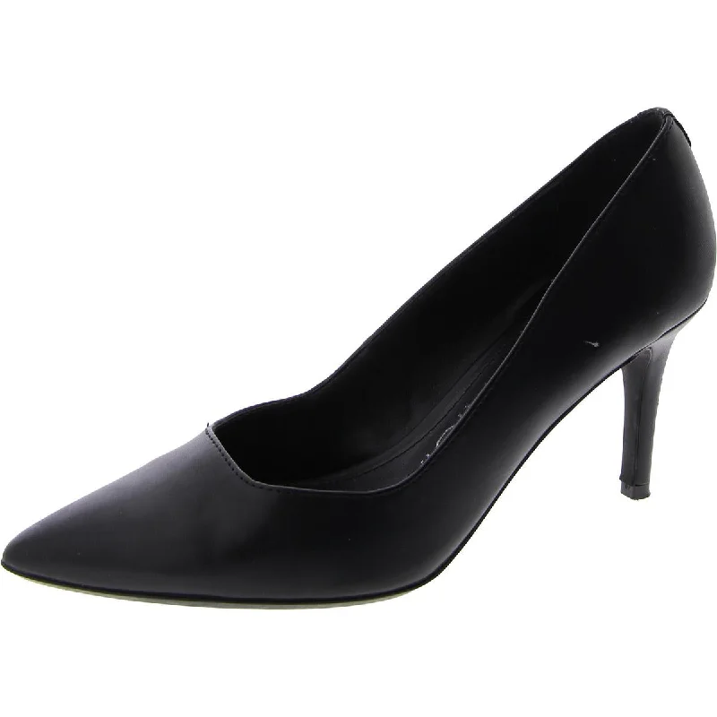 Stiletto Heel Pumps with Perfect Fit--Calvin Klein Womens Genlee Faux Leather Pointed Toe Pumps-Fashionable & Classic