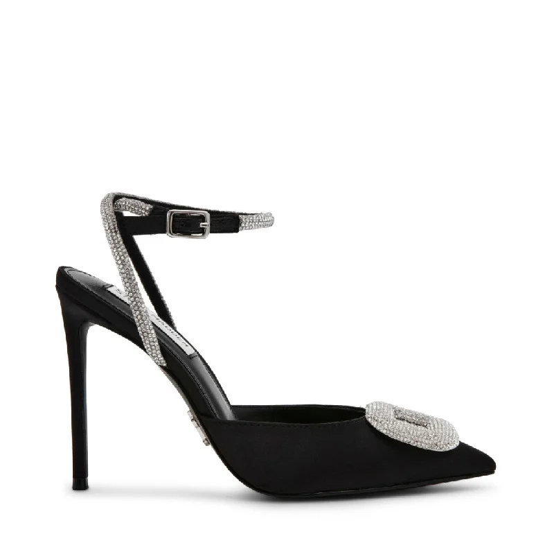 VERSIE BLACK SATINAffordable Satin Heels with a Luxe Touch