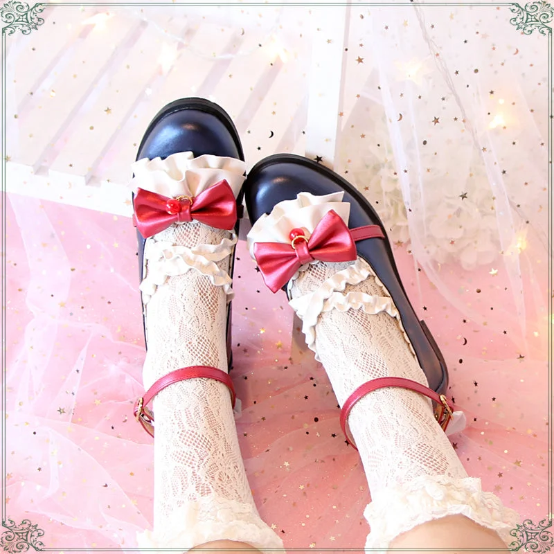 Lolita bow shoes YV41010---Charming Bow Pumps for a Cute and Stylish Look