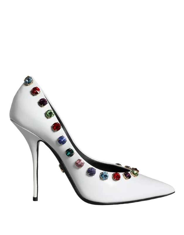 Dolce & Gabbana  Crystal Leather High Heels Pumps Women's Shoes---Comfortable Leather Pumps for Office and Everyday Wear