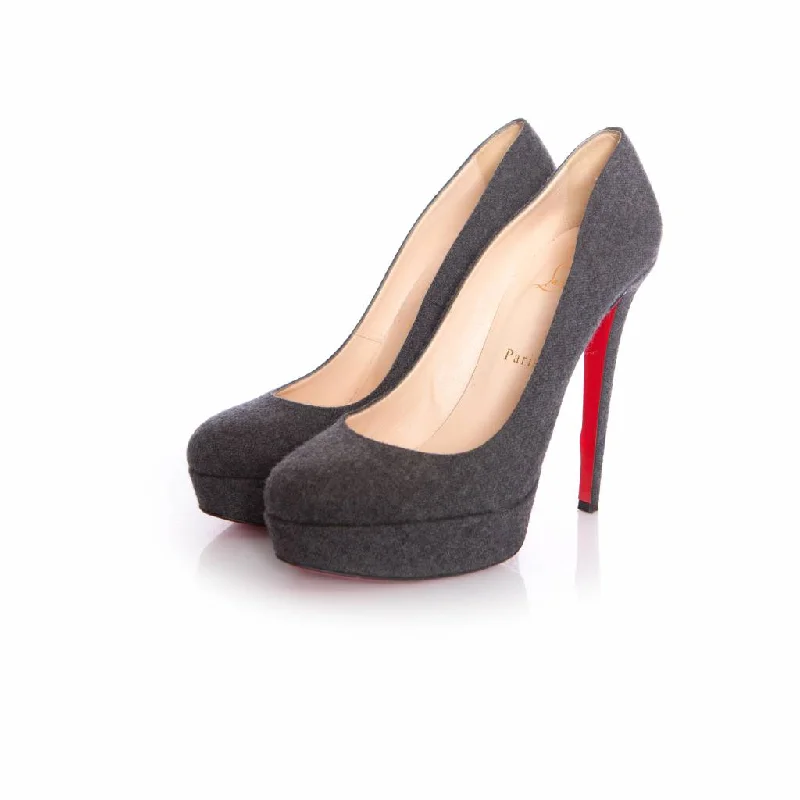 Stylish Platform Heels for Extra Height--Gray "bianca 140" Wool Platform Court Shoes.