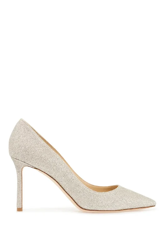 Jimmy Choo Romy 85 Dusty Glitter Pumps---Trendy Glitter Heels for a Glamorous Look