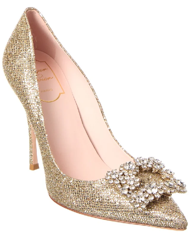 Roger Vivier Flower Strass Leather Pump---Comfortable Leather Pumps for Office and Everyday Wear