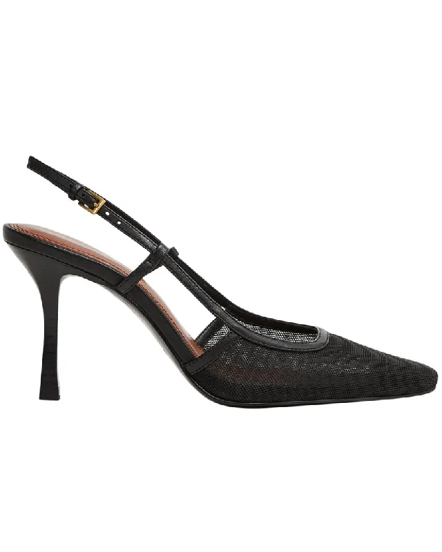 Reiss Giselle Leather Mesh Slingback Heel---Comfortable Leather Pumps for Office and Everyday Wear