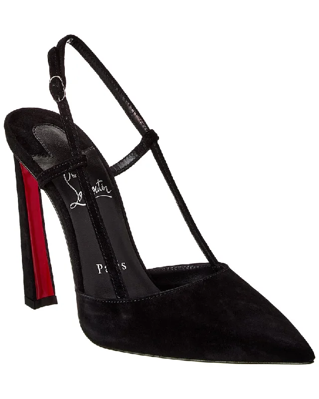 Affordable Suede Ankle Pumps for All-Day Wear--Christian Louboutin Condoroline 100 Suede Slingback Pump