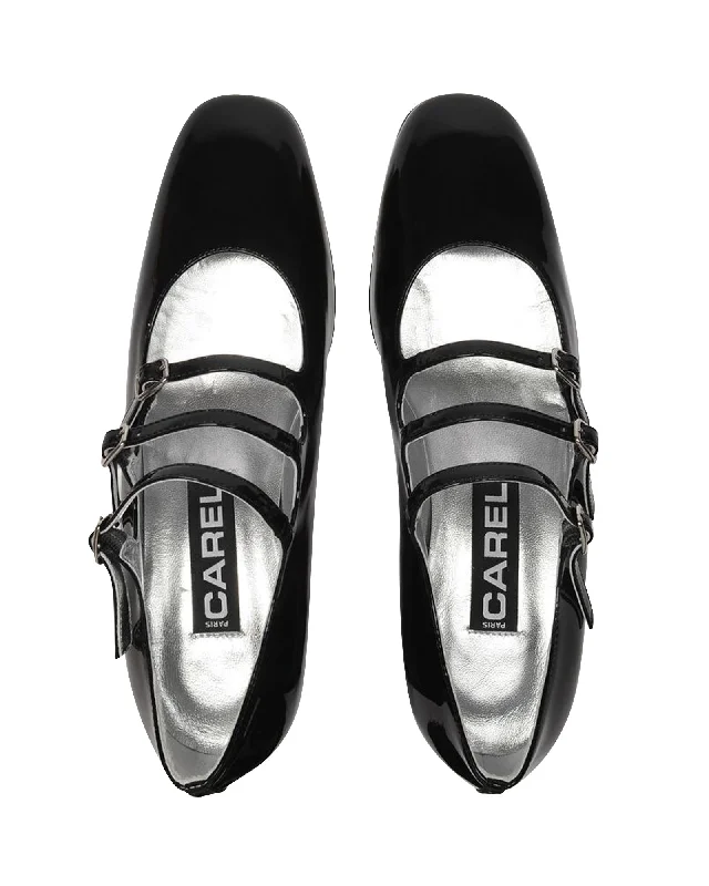 Sleek and Shiny Patent Pump Heels for a Polished Look--Kina Pumps - Carel - Black - Patent Leather