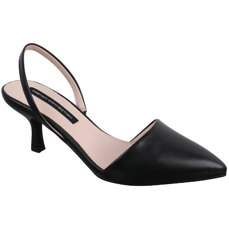 French Connection Womens Faux Leather Burnished Slingback Heels---Comfortable Leather Pumps for Office and Everyday Wear