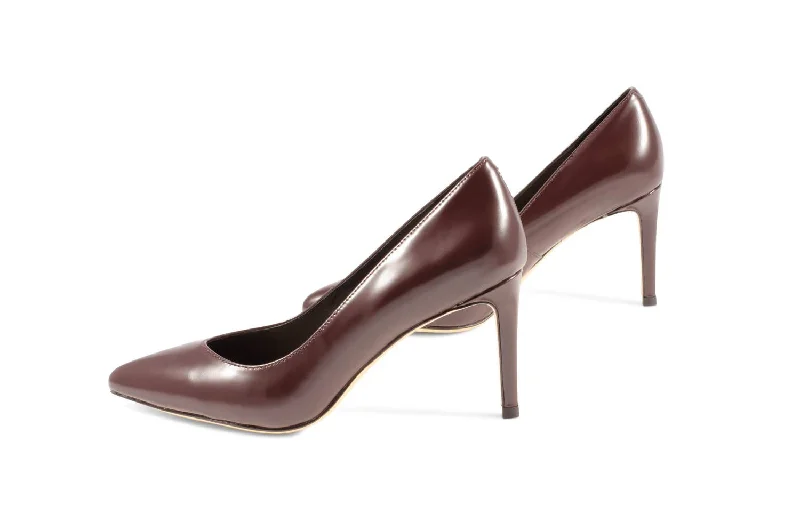 Throw Heeled Pump In Brown Hs Leather---Comfortable Leather Pumps for Office and Everyday Wear