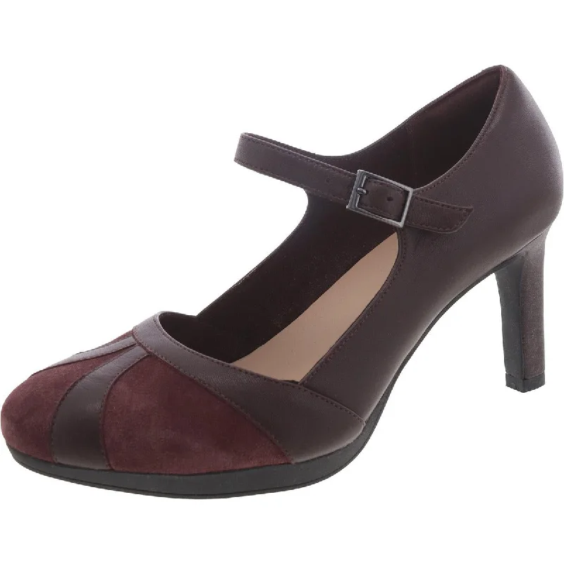 Trendy Chunky Heel Pumps for Casual Wear--Clarks Womens Ambyr Light Mixed Media Round Toe Mary Jane Heels