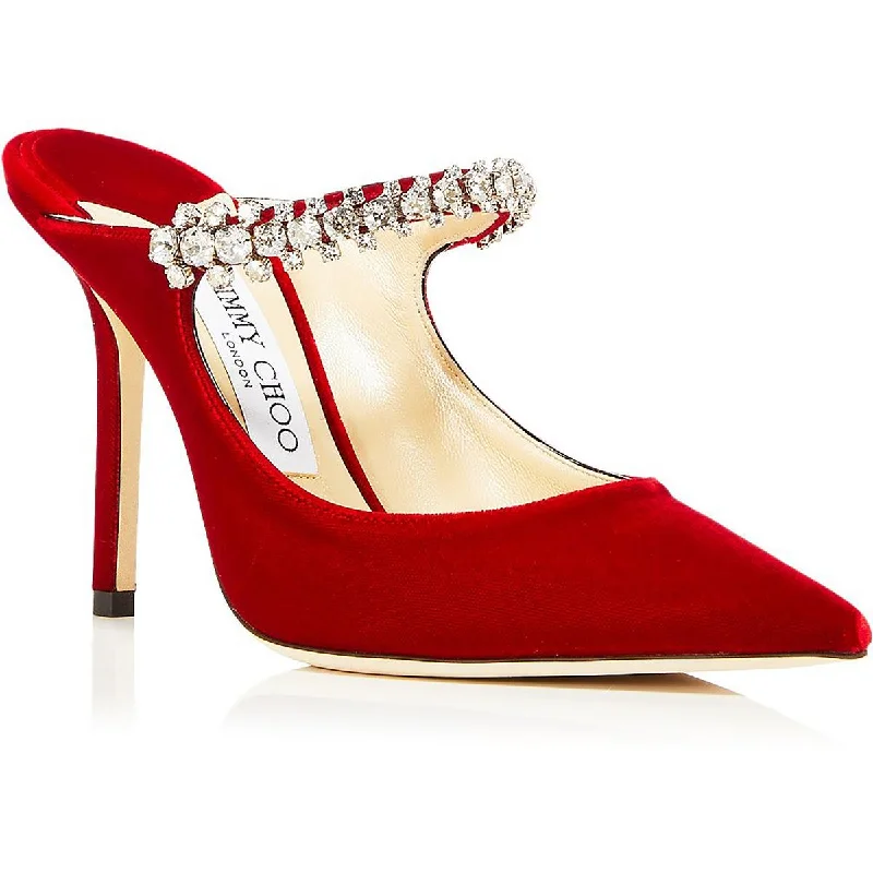 Stiletto Heel Pumps with Perfect Fit--Jimmy Choo Womens Bing 100 Rhinestone Pointed Toe Mules-Fashionable & Classic