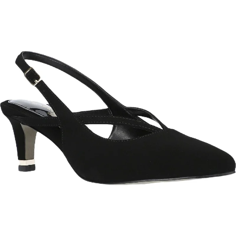 Affordable Suede Ankle Pumps for All-Day Wear--Easy Street Womens Symphony Faux Suede Dressy Slingback Heels