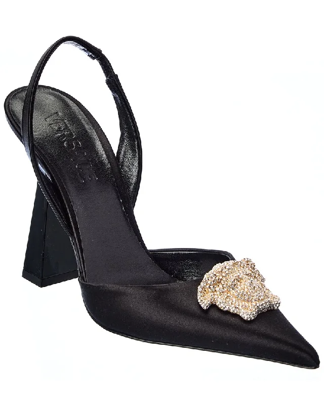 Versace La Medusa Satin Slingback PumpAffordable Satin Heels with a Luxe Touch