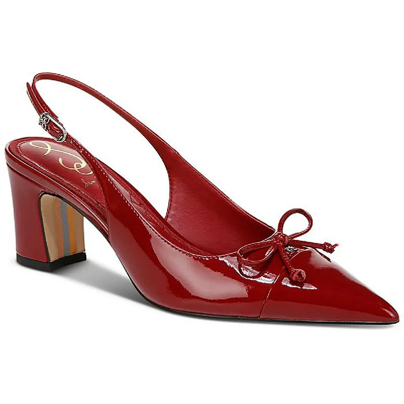 Sleek and Shiny Patent Pump Heels for a Polished Look--Willette Womens Patent Pointed Toe Slingback Heels