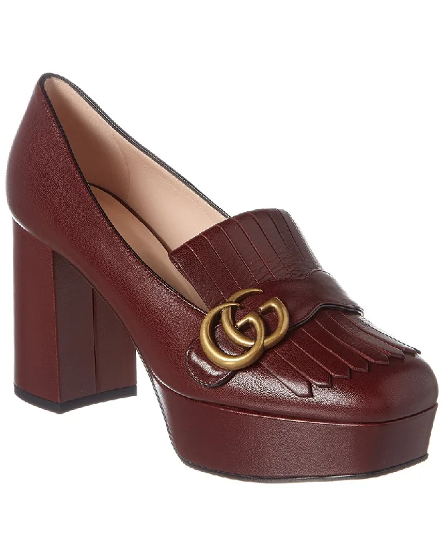 Gucci GG Fringe Leather Platform Pump---Comfortable Leather Pumps for Office and Everyday Wear