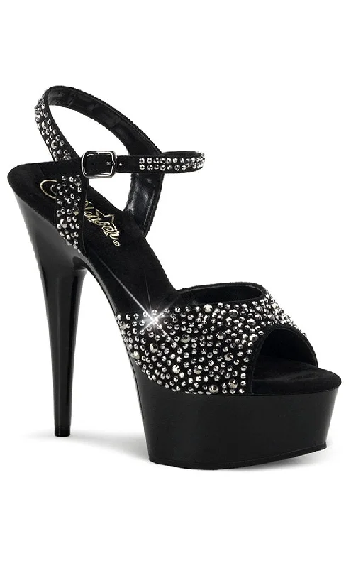 Affordable Rhinestone Pumps for a Dazzling Look---DELIGHT-609RS Black & Silver Rhinestone Platform Heels