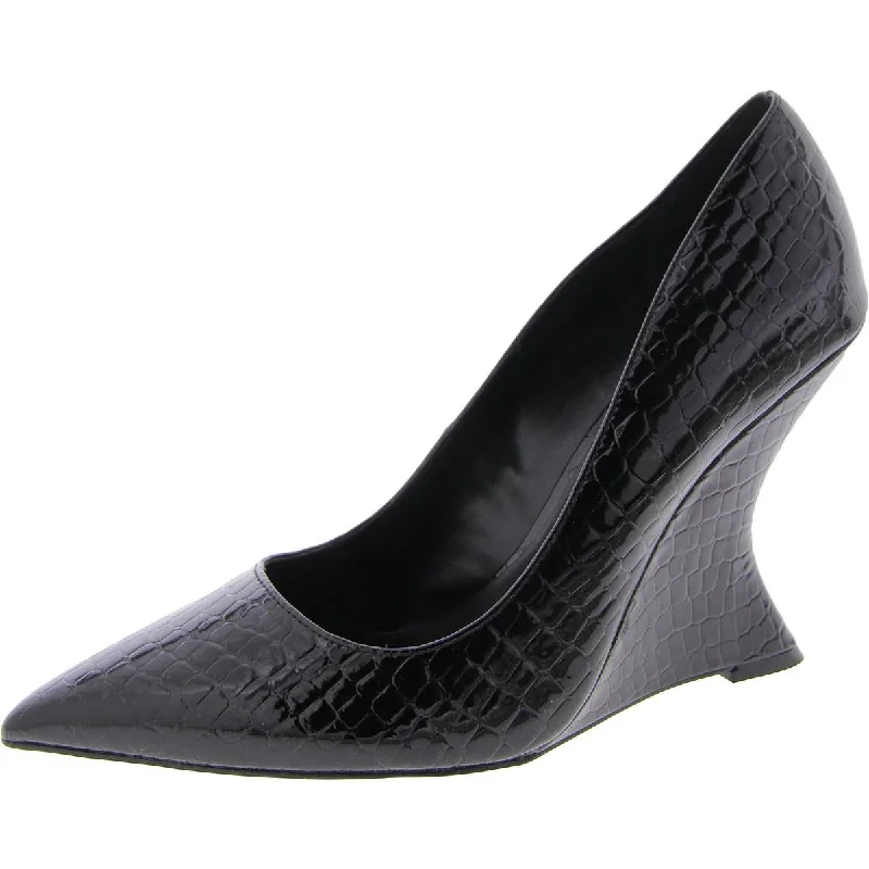 Sleek and Shiny Patent Pump Heels for a Polished Look--Rival Womens Patent Pointed Toe Wedge Heels