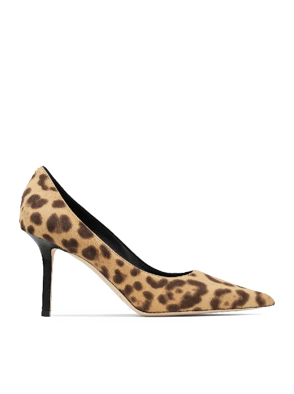 Versatile Heeled Sandals for Any Occasion---Natural color pony skin décolleté with leopard print