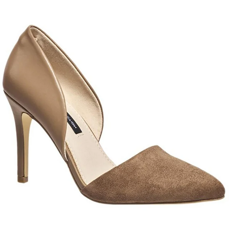 Affordable Suede Ankle Pumps for All-Day Wear--Womens Vegan Leather/Suede Pointed Toe D'Orsay Heels